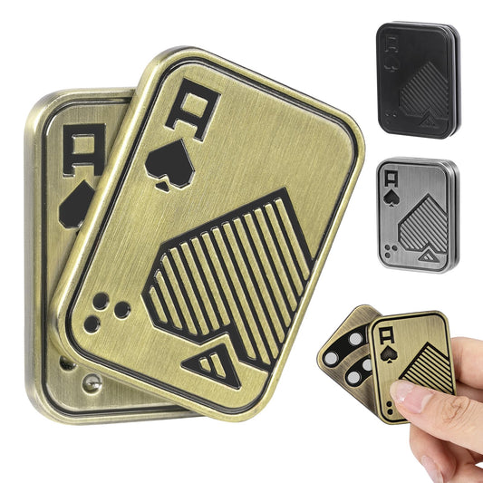 ITOKEY gold magnetic fidget slider with ace of spades pattern for focus and stress relief.