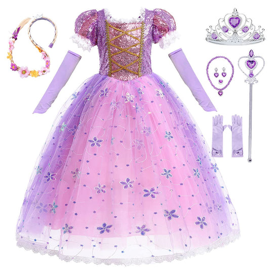 iTVTi Princess Purple Dress on hanger for easy display and fitting