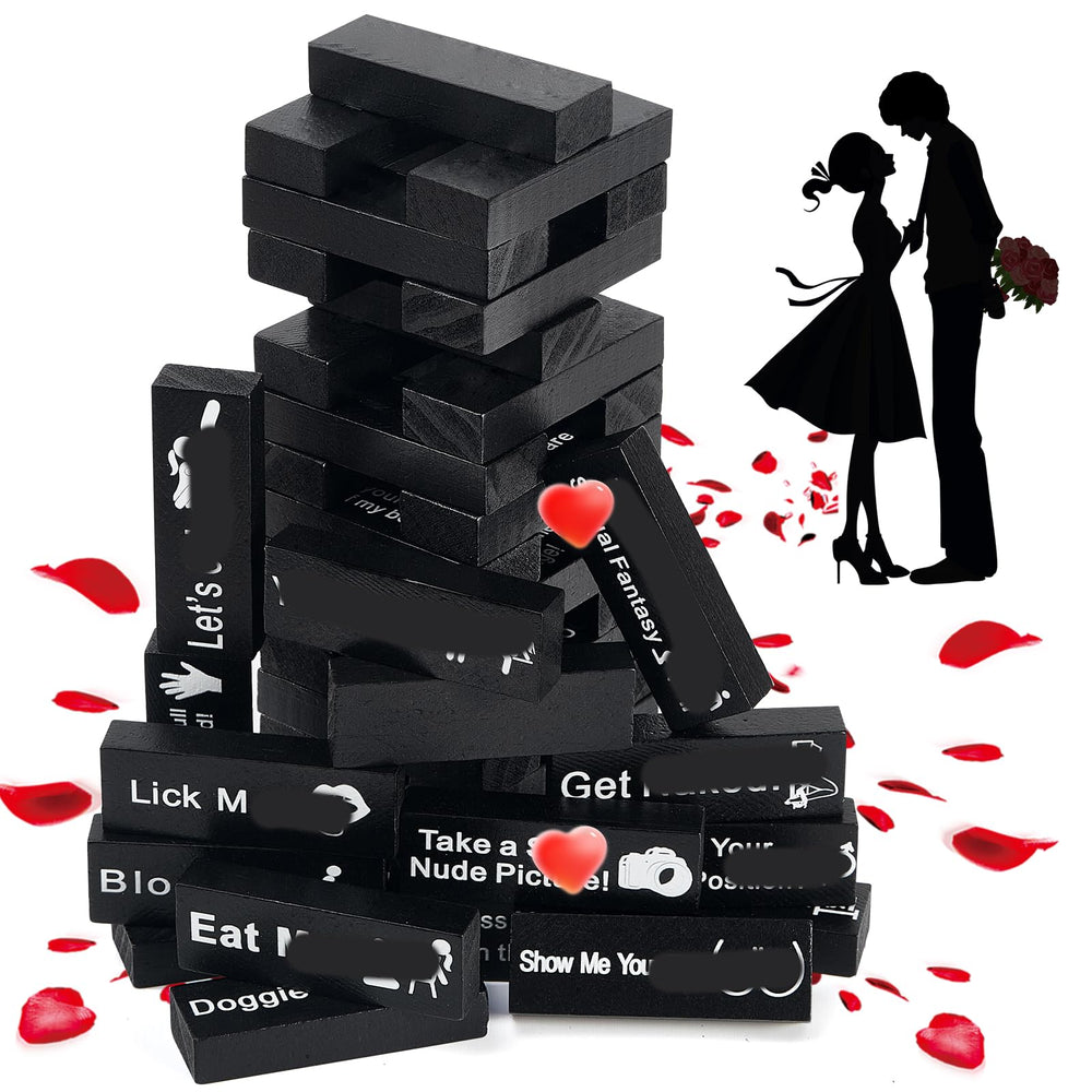 iuuoi 48-blocks tower stack with playful dares for couples' date night