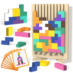 iuuoi wooden block puzzle with colorful stacking for color recognition and fine motor development.