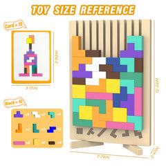 iuuoi educational Montessori-style wooden puzzle showcasing bright blocks for problem-solving play.