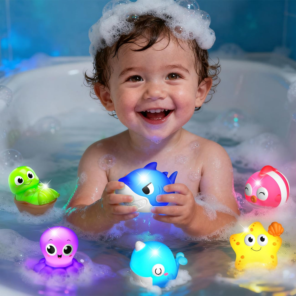 iValea turtle bath toy glows to encourage water exploration