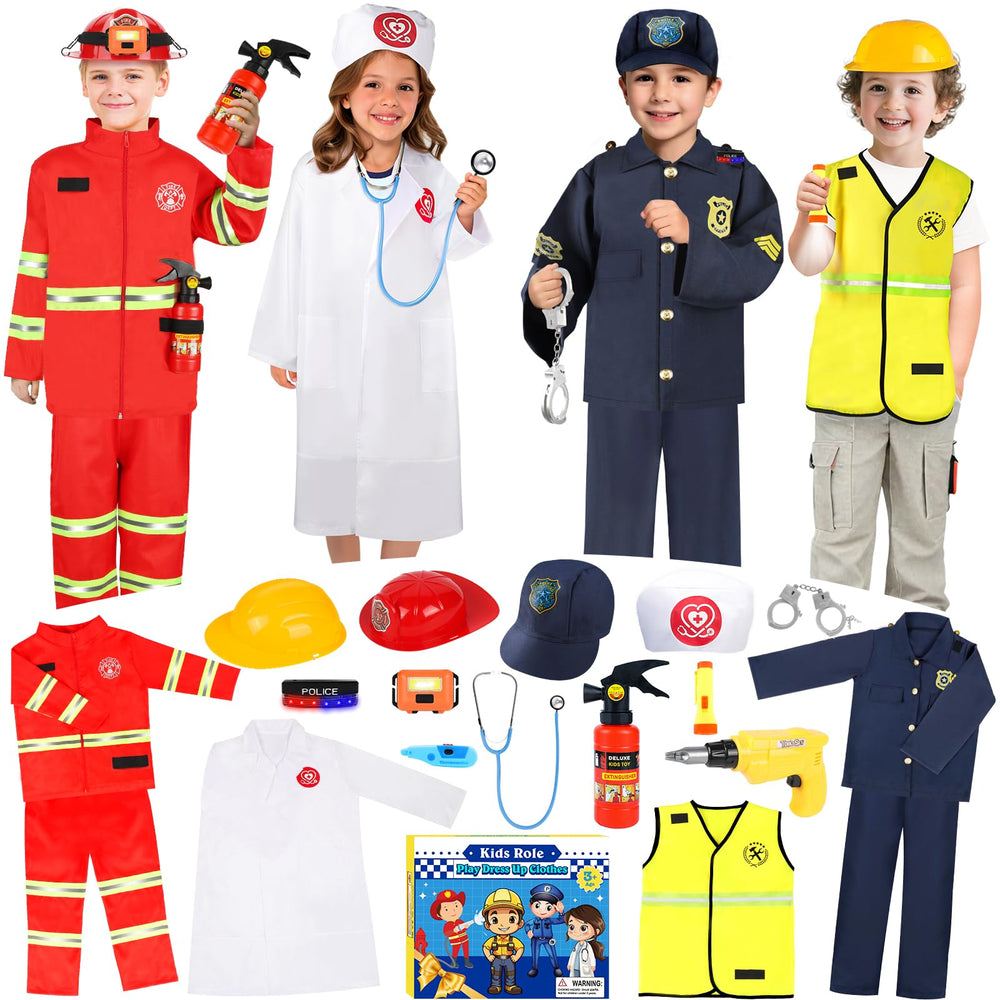 IVENRXIU toddler dress-up police outfit with authentic accessories for imaginative play.