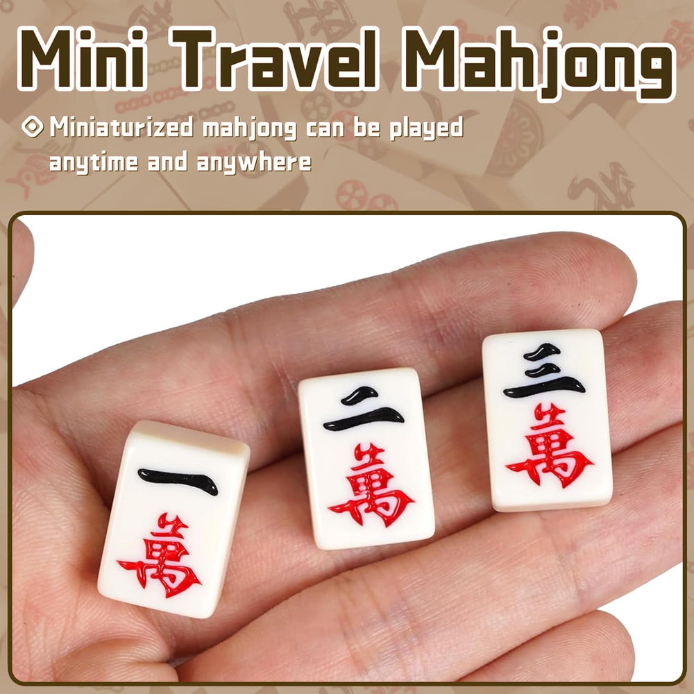 IWUTEFET Mini Travel Mahjong in a family game setting during a casual gathering.