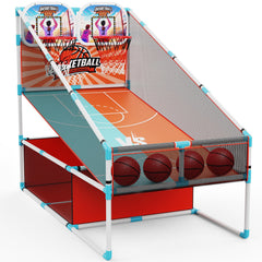 Iyoyo two-hoops arcade basketball setup for engaging family competitions indoors.