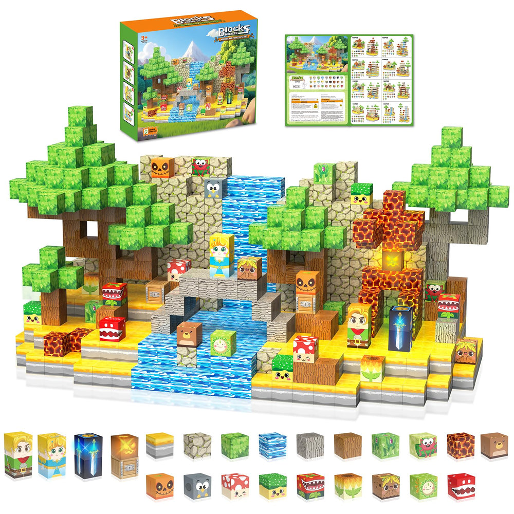 Jacier 200PCS magnetic blocks forest adventure set inspires imaginative forest quests.