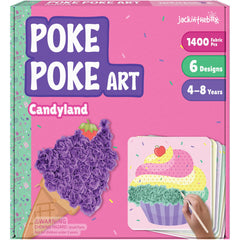 Jackinthebox Candyland Poke Poke Art kit packaging shows a mess-free, kid-friendly start.
