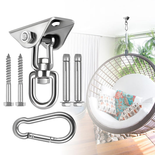 Jacnitad Hammock Hanging Kit base plate anchors securely to ceiling for stable support.