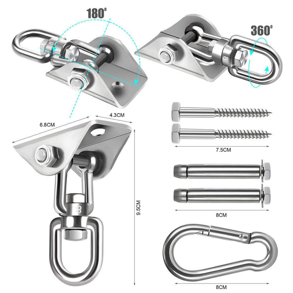 Jacnitad rotating hook provides 360-degree motion for tangled-free hammock swings.