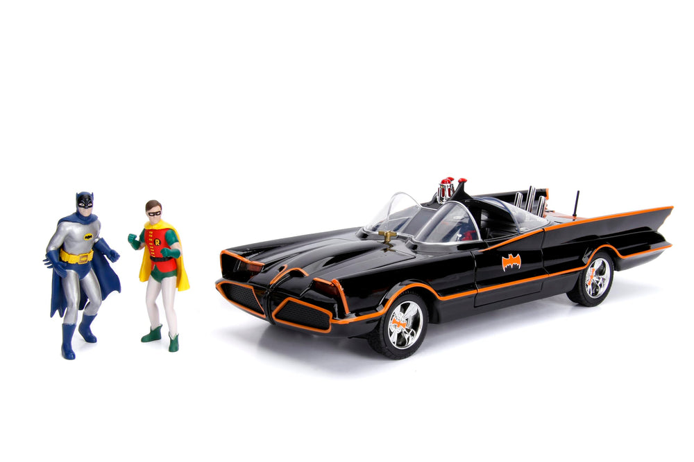 Jada Batmobile 1966 front view with authentic DC license for display