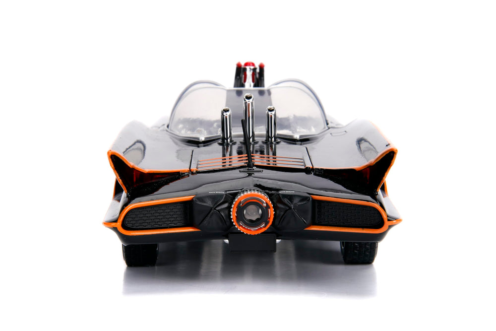 Jada Batmobile 1966 roof spotlight demonstrates lighting feature for showcase