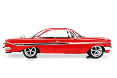 Jada Dom's Chevy Impala (Red) detailed body panels for a lifelike look.