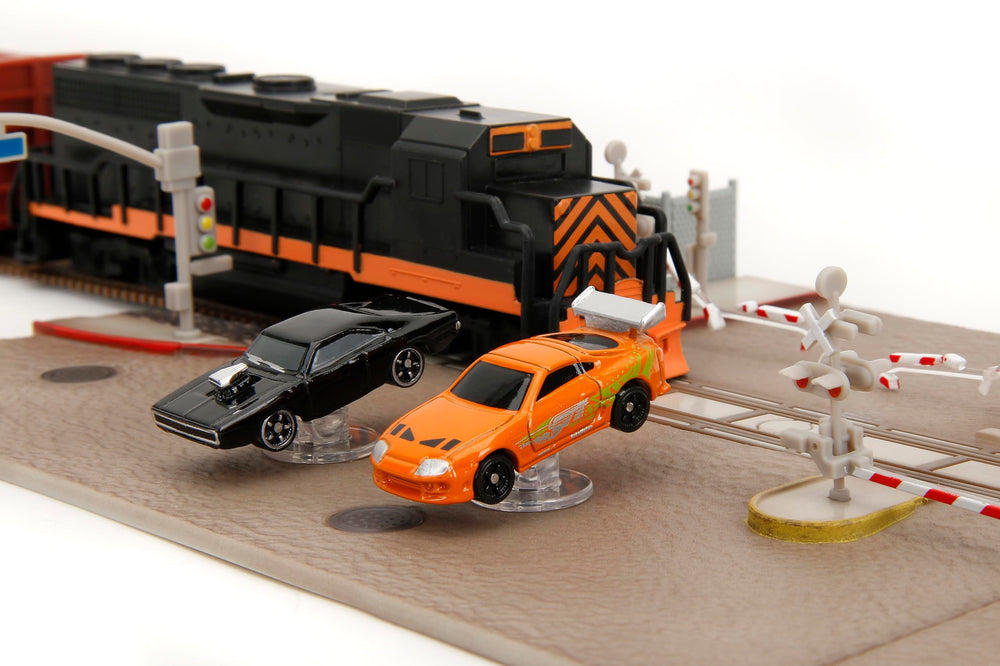 Jada stunt bases stabilize the dynamic diorama display.