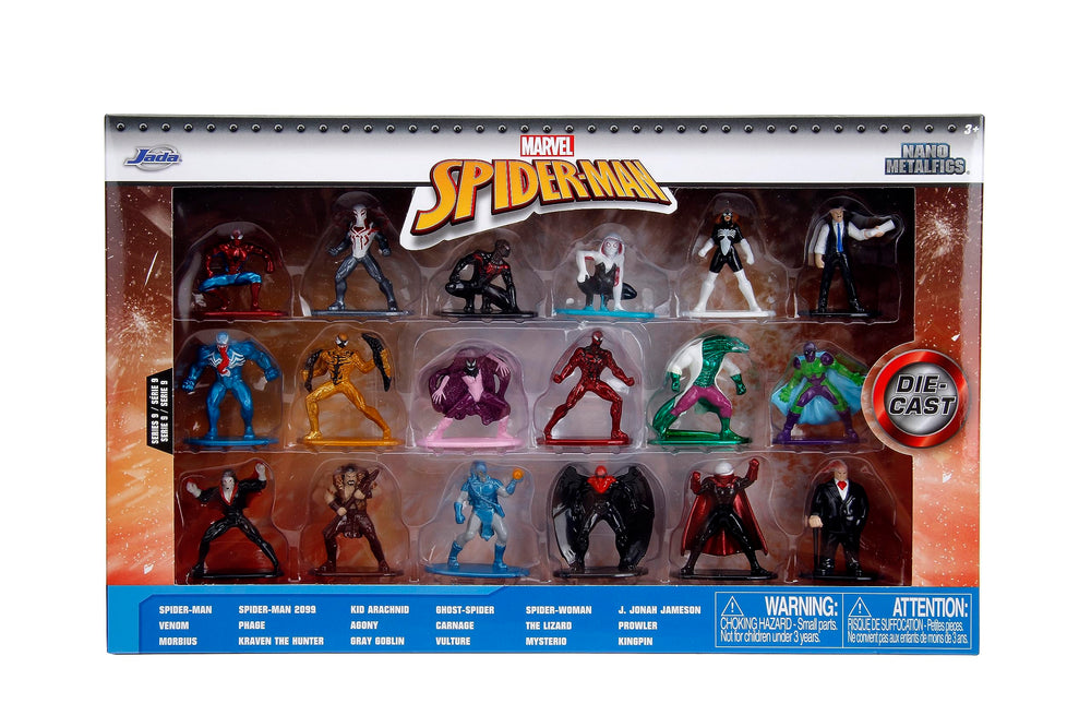 Jada Spider-Woman Nano MetalFigs diverse lineup for display and gifting.