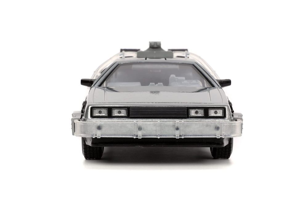 Jada Time Machine 1:24 display-ready model for shelves and desks.