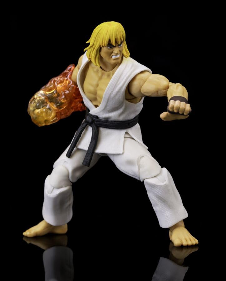 Jada Toys Ken Masters Player 2 stand included for stable display.