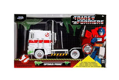 Jada Optimus Prime big rig side view shows Ghostbusters livery for fan display.