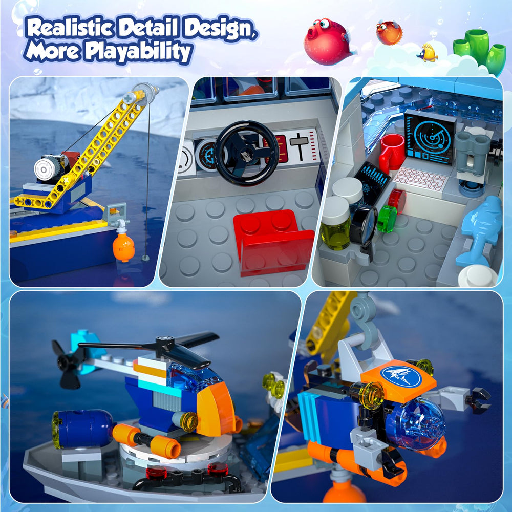 JAEUZKJYDA City Floatable Boat coral reef models enrich storytelling