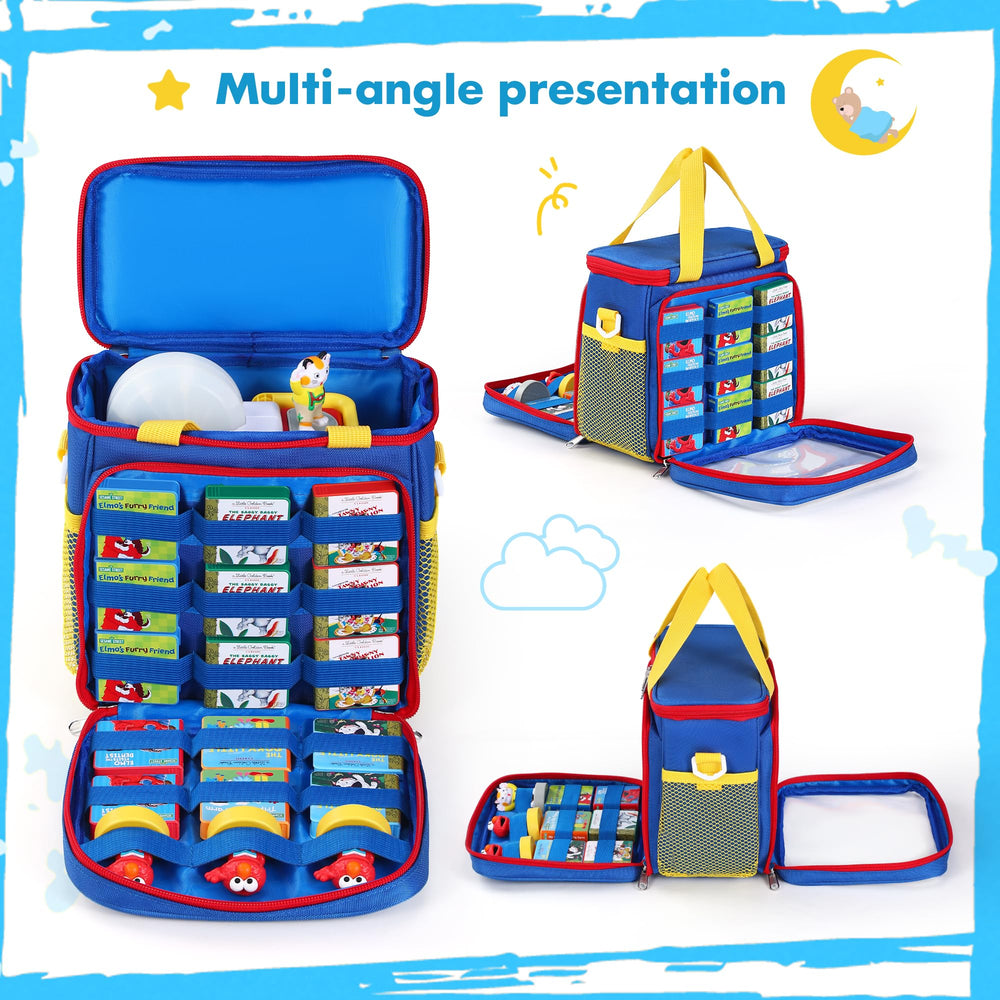 Jaffzora Dream Machine case elastic-loops hold 27 storybooks securely.