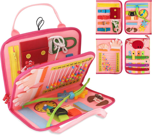 JAGSYJOY Montessori Busy Board Book abacus boosts early numeracy and fine motor skills.