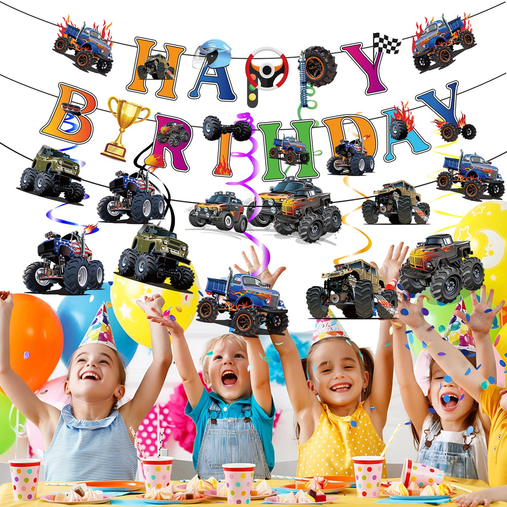 Jajajuegos Monster Truck hanging swirl style D adds color to the party.