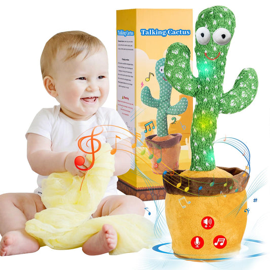 JAKCJFII dancing cactus toy front view with colorful lights and songs.