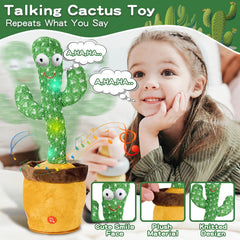 JAKCJFII dancing cactus toy LED lights glow during performance for ambience.