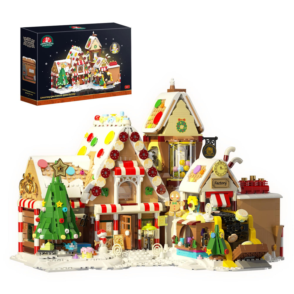JAKI gingerbread house factory conveyor for interactive holiday play and bonding.