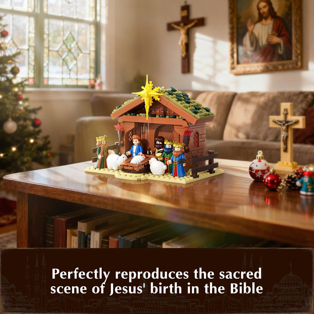 JAKI Nativity building-set side view shows a colorful scene.