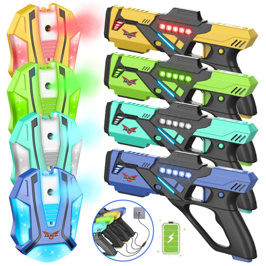 JakMean laser tag guns set 4 for competitive play and quick setup.