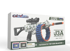 JakMean orange-tip compliant toy gun shown for responsible play.