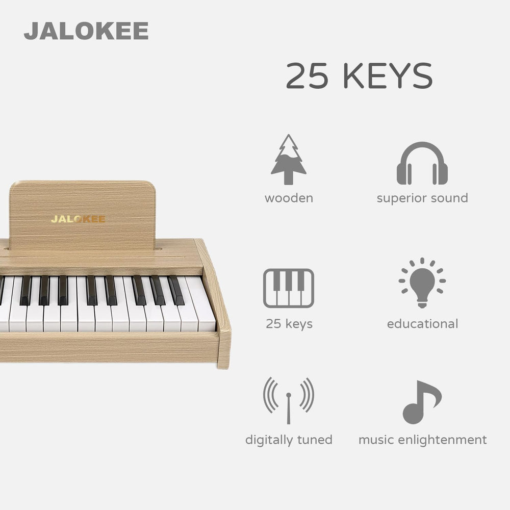 JALOKEE digital piano keys close-up highlights approachable electronic tones for beginners