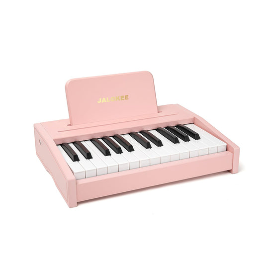 JALOKEE Kids Piano Keyboard with wooden compact design for easy setup.
