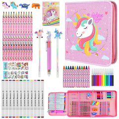 JAMIEWIN unicorn pencil case with glitter for organized travel art projects