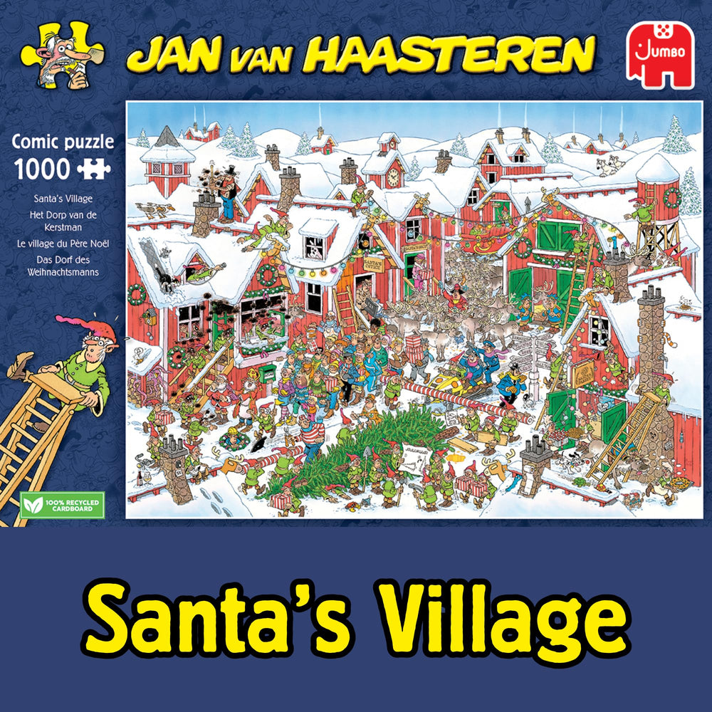 Jan van Haasteren Santa's Village sleigh scene inspires cozy, focused puzzle sessions