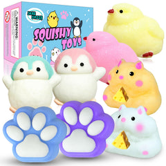 JANESVISSY 8-pcs taba squishy pack penguin-1, colorful stress-relief toy for desk use