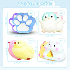 JANESVISSY 8-pcs taba squishy pack penguin-2, tactile fidget for focus and relaxation