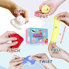 JANESVISSY 8pcs Taba squishies pack banana close-up for quick stress relief