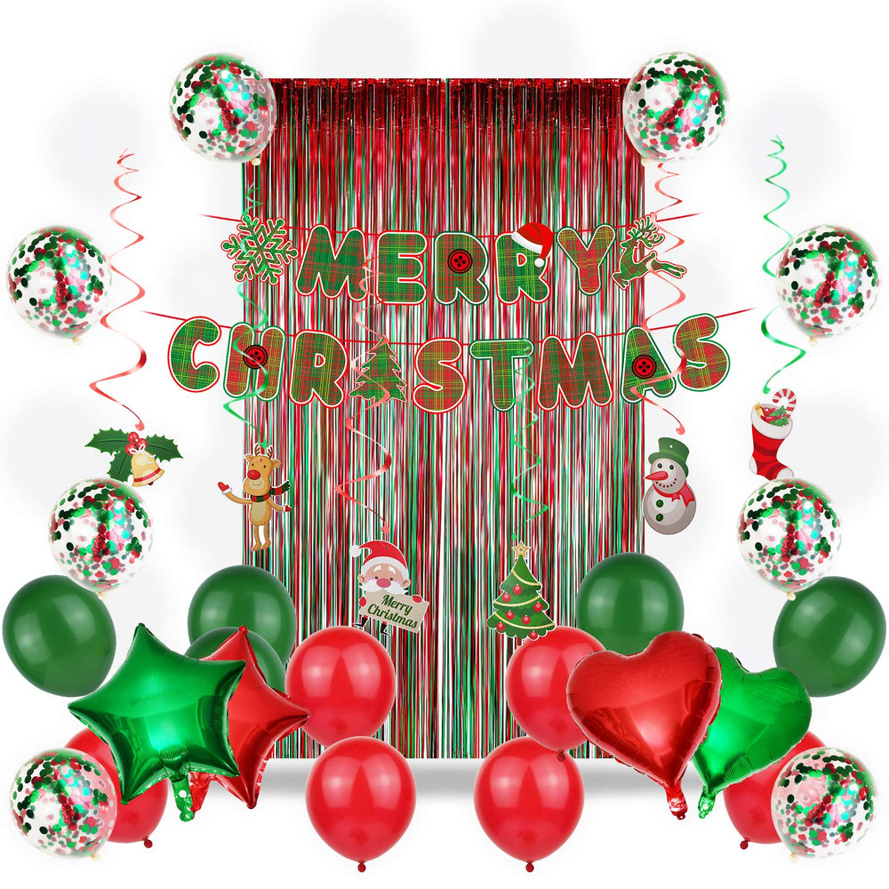 Janinus red and green foil curtain creates shimmering entryways.