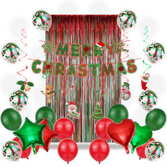 Janinus red and green foil curtain creates shimmering entryways.
