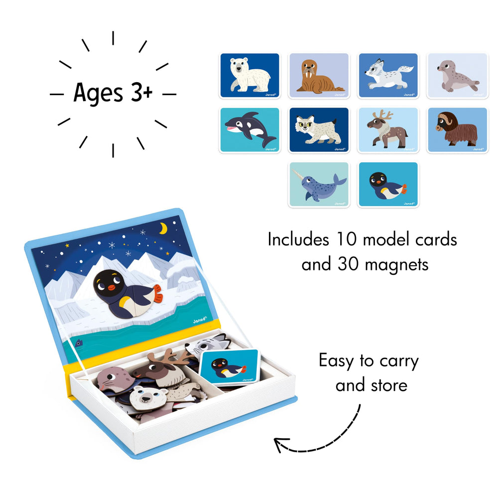 Janod Magnéti'Book Polar Animals magnetic tiles for secure, hands-on play