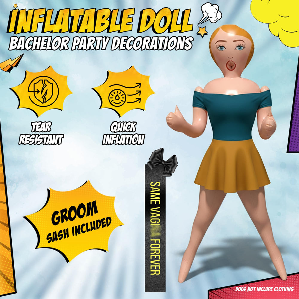JANOKE inflatable doll at a pool party adds humor and a focal point.