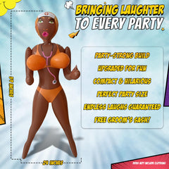 JANOKE life-size inflatable doll ready as a fun party gift centerpiece.
