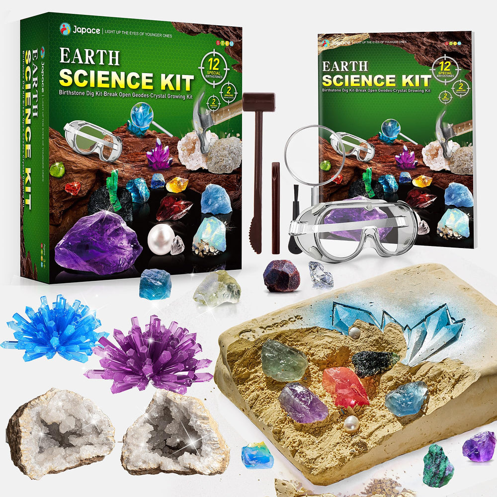 Japace Earth Science Kit: dig brick with gemstones for hands-on discovery