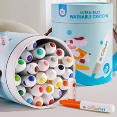 Jar Melo Jumbo crayons pack in 24 colors for vivid, mess-free coloring sessions.