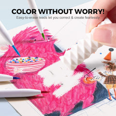 Jar Melo erasable oil-based colors allow easy fixes and layering.