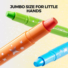 Jar Melo non-toxic glitter crayons designed for safe toddler play.
