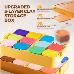 Jar Melo clay pods keep colors separate, reducing mixing during projects