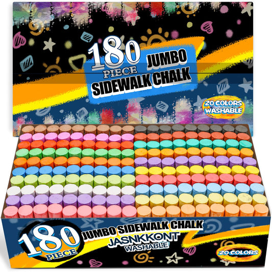 JASNKKONT 180-pack sidewalk chalk box for organized outdoor art projects