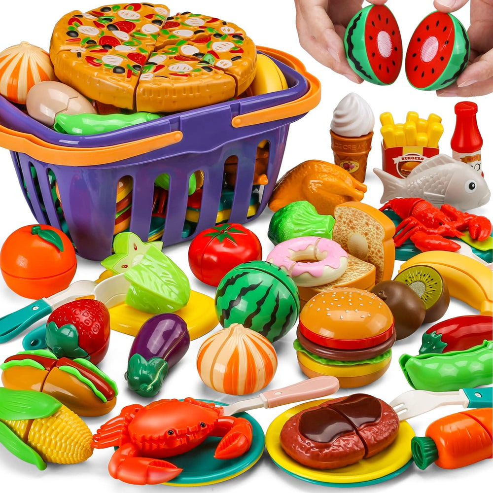 JASNKKONT cutting play kitchen set with colorful pieces for interactive pretend cooking